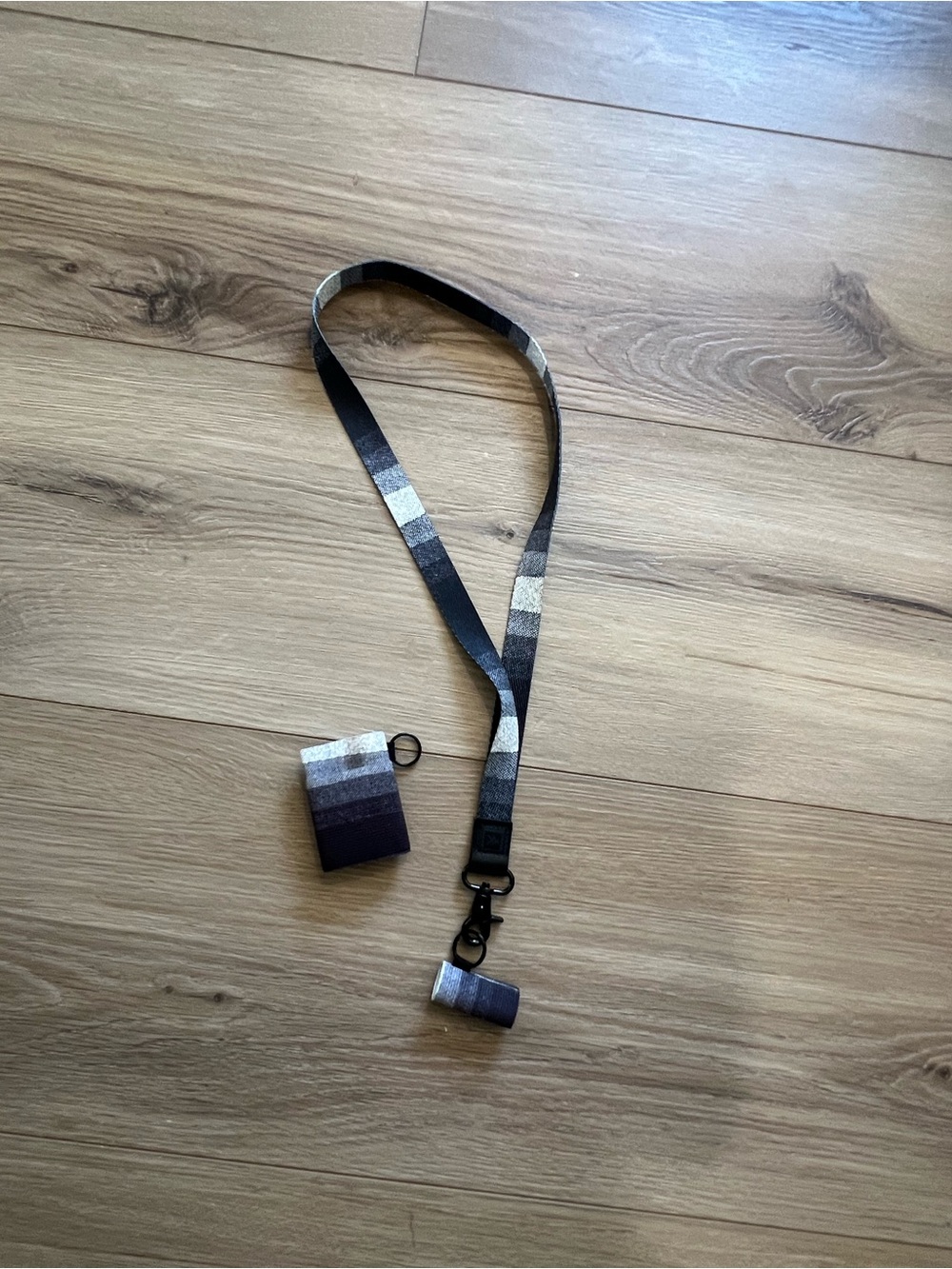 Thread Striped Black and Gray wallet, lip and Lanyard with Accessory  set